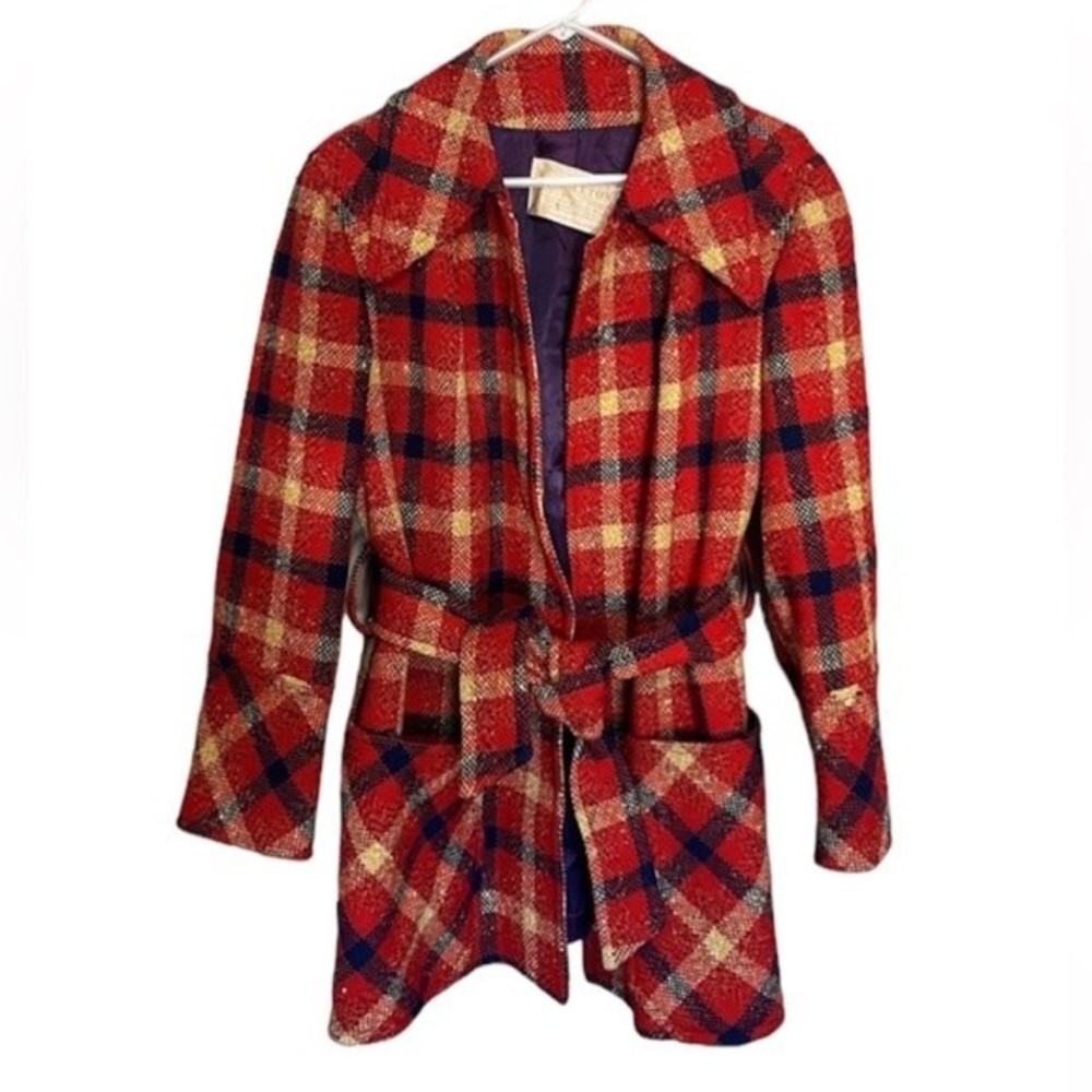Vintage Pendleton 1970s red and blue plaid coat please see description …